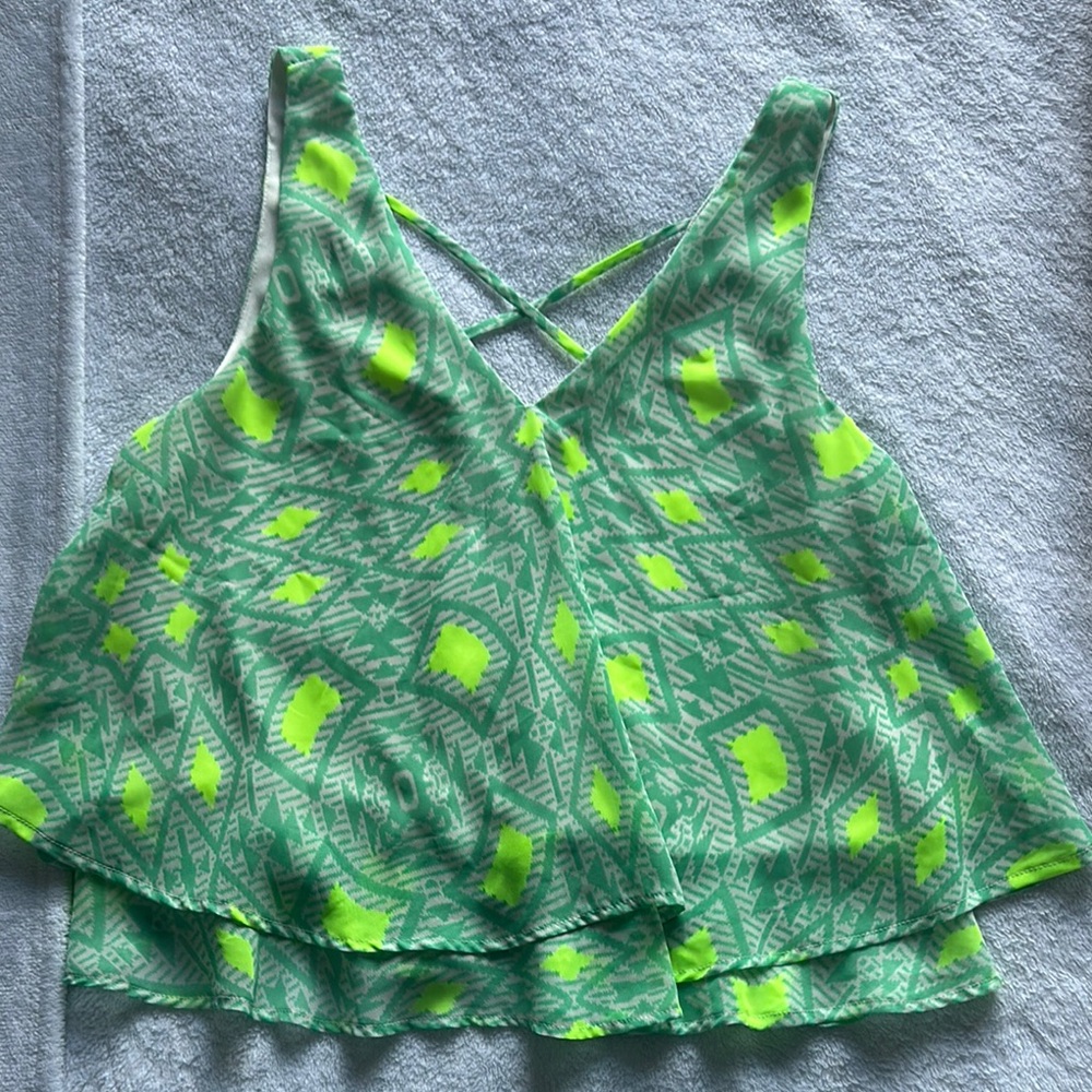 Green Patterned Women's Top